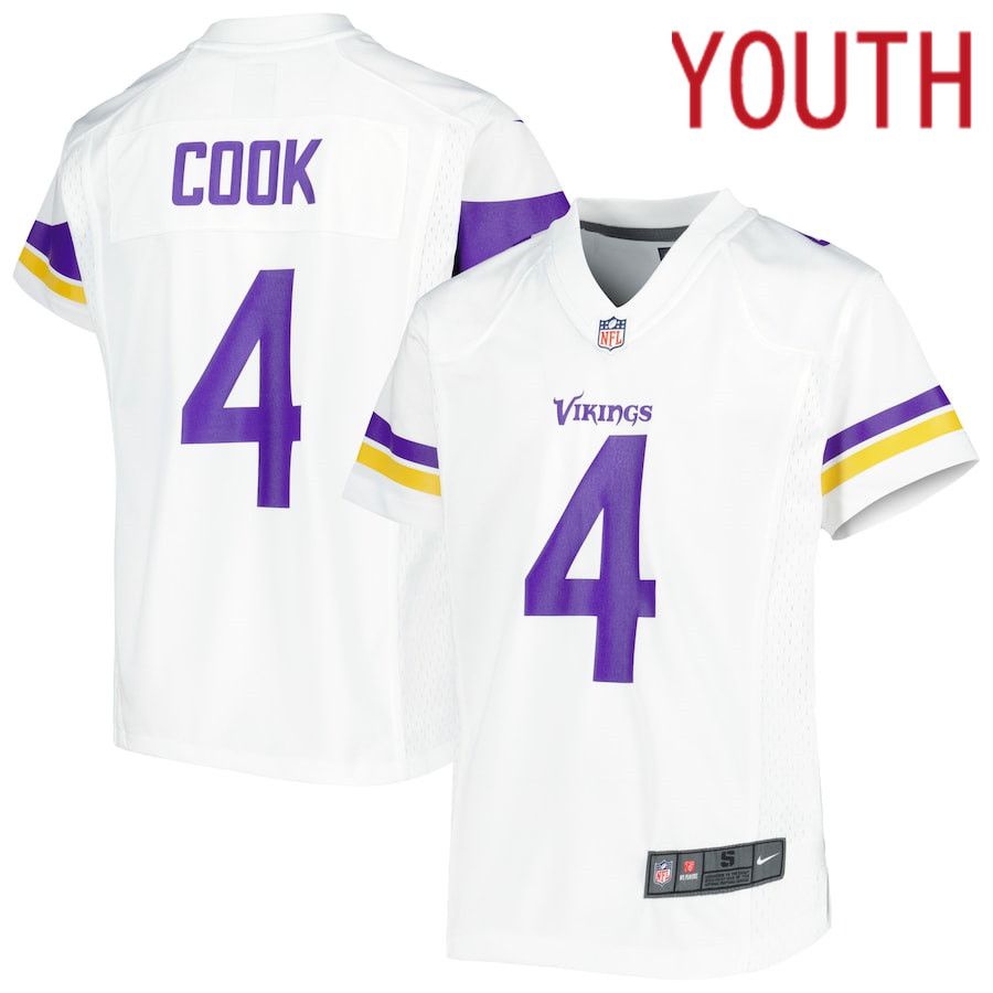 Youth Minnesota Vikings 4 Dalvin Cook Nike White Game NFL Jersey